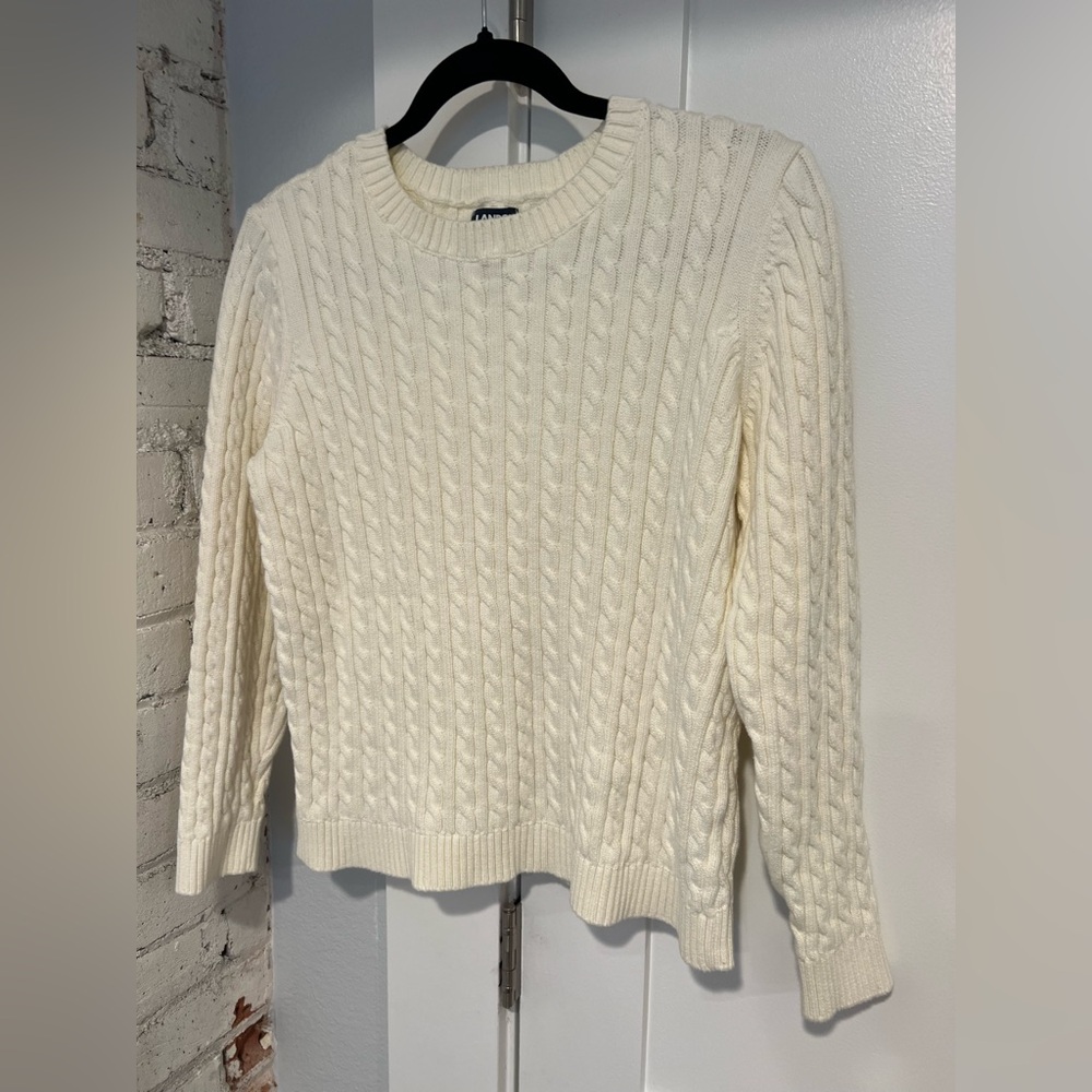 Women’s Lands’ End 100% cotton cable knit sweater, size M 10-12